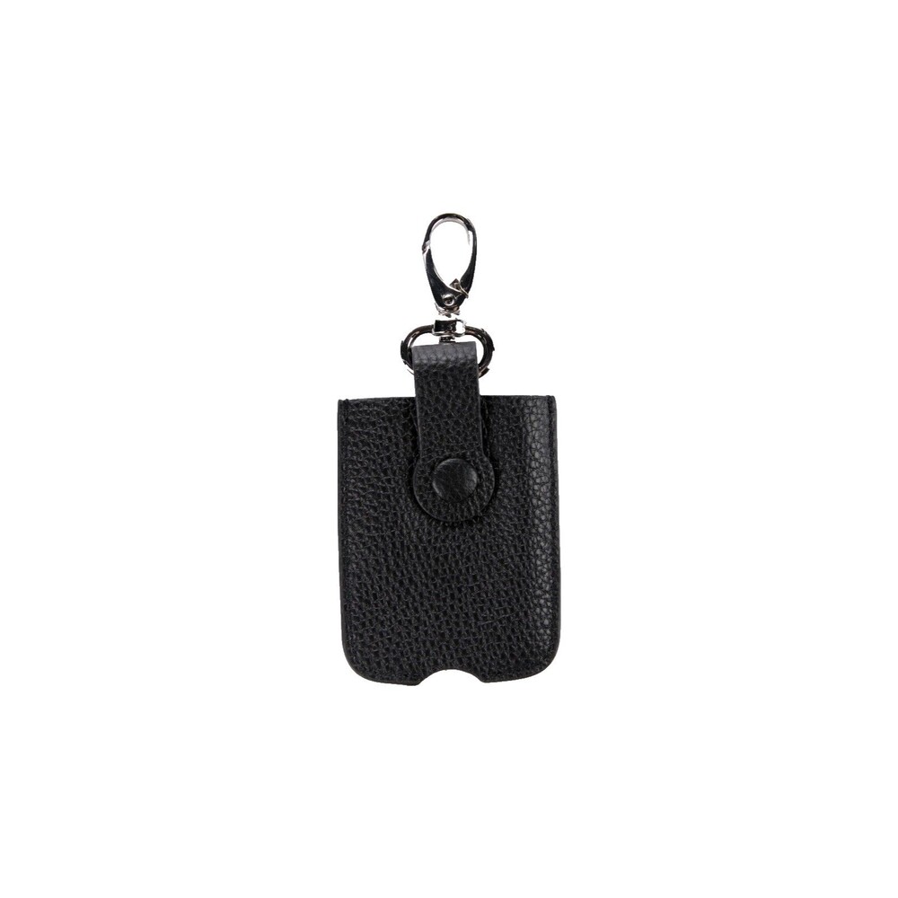 JONATHAN SIMKHAI Leather Keychain 100% Oxhide with Snap Closure Black NEW